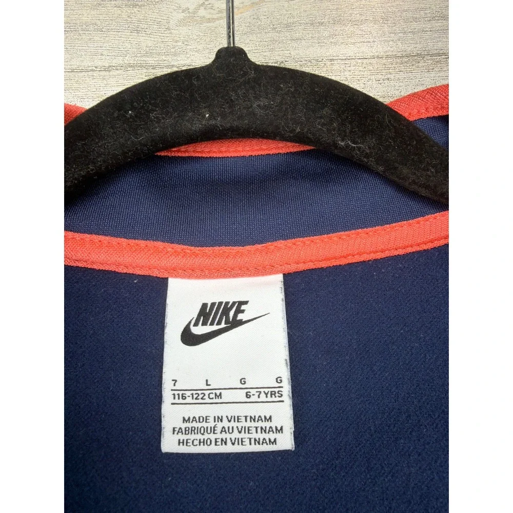 Nike Track Jacket Boys Size 7 Navy Blue Orange Trim Sportswear
